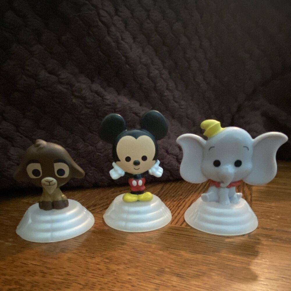 MCDONALD'S Disney Mickey Mouse Valentino & Dumbo Plastic Figurines Lot of 3